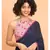 Suta Navy Blue Pink Solid Cotton stripes Saree