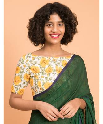 Suta Green Blue Solid Cotton stripes Saree 5
