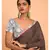 Suta Brown Red Solid Cotton stripes Saree