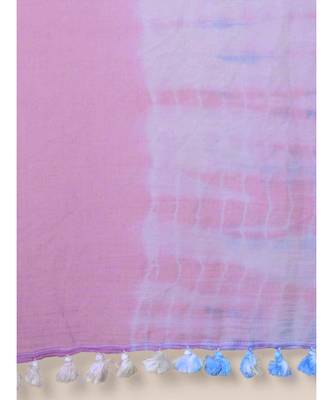 Pink And Sky Blue Hand Crafted Cotton Modal Saree 5