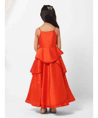 Asymmetric Layered Orange Party Gown 4