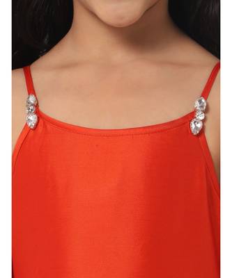 Asymmetric Layered Orange Party Gown 5