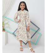 High Neck Collared Multi Color Midi Dress for Girls