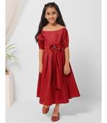 Off Shoulders Maroon Midi Dress for Girls