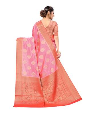 Pisara Pink Raw Silk Woven zari work Saree 2