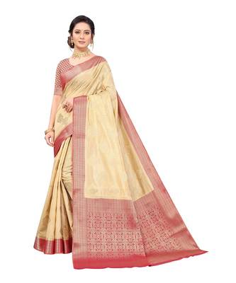 Pisara Cream Raw Silk Woven zari work Saree 1