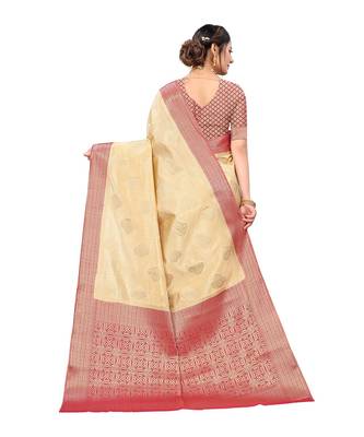 Pisara Cream Raw Silk Woven zari work Saree 2