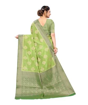 Pisara Green Raw Silk Woven zari work Saree 2
