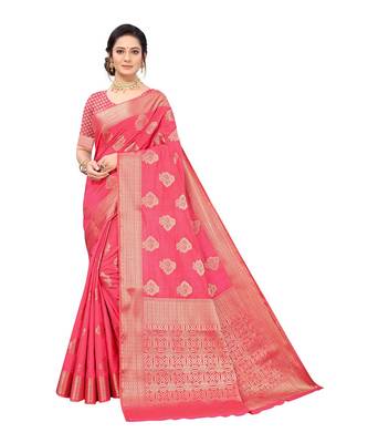 Pisara Pink Raw Silk Woven zari work Saree 1