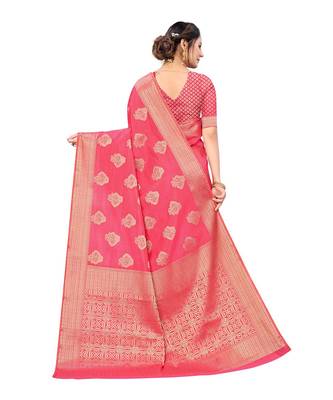 Pisara Pink Raw Silk Woven zari work Saree 2