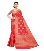 Pisara Red Raw Silk Woven zari work Saree