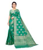 Pisara Green Raw Silk Woven zari work Saree