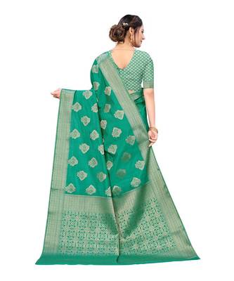 Pisara Green Raw Silk Woven zari work Saree 2
