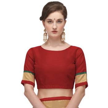 White plain cotton silk saree with blouse 5