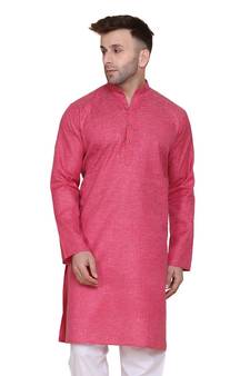 Pink plain cotton men-kurtas