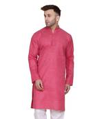 Pink plain cotton men-kurtas