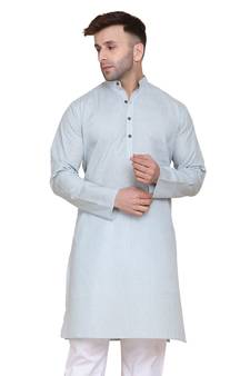 Blue plain cotton men-kurtas