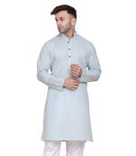 Blue plain cotton men-kurtas