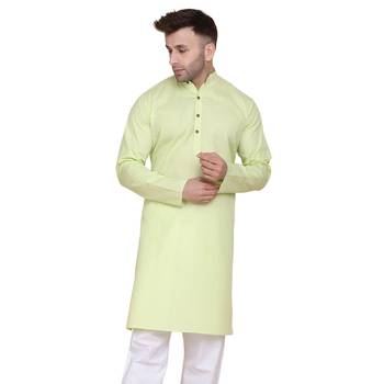 Green plain cotton men-kurtas 1