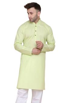 Green plain cotton men-kurtas
