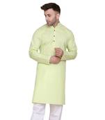 Green plain cotton men-kurtas
