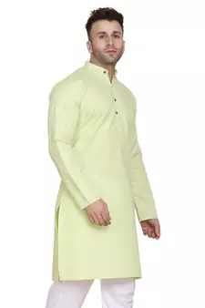Green plain cotton men-kurtas