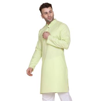 Green plain cotton men-kurtas 3