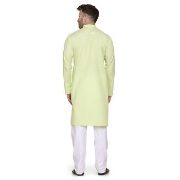 Green plain cotton men-kurtas 4