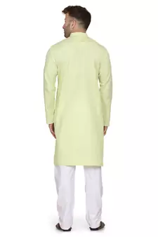 Green plain cotton men-kurtas