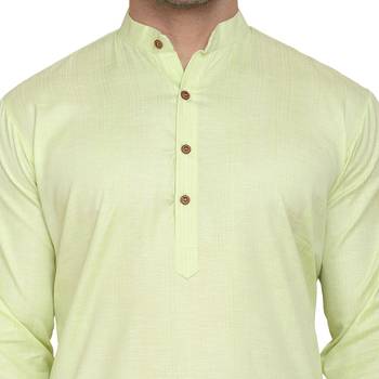 Green plain cotton men-kurtas 5