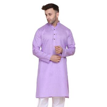 Purple plain cotton men-kurtas 1