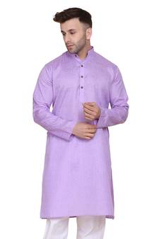Purple plain cotton men-kurtas