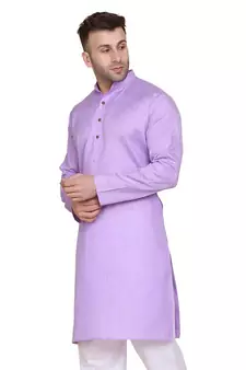 Purple plain cotton men-kurtas