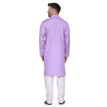 Purple plain cotton men-kurtas 3