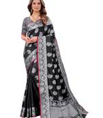 Black woven art silk sarees saree with blouse