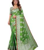 Green woven art silk sarees saree with blouse