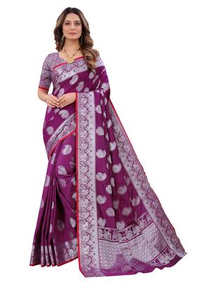 Wine woven art silk sarees saree with blouse 1