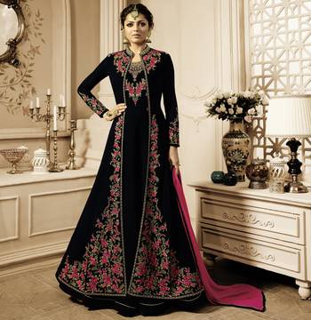 Black embroidered faux georgette salwar 1