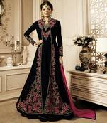 Black embroidered faux georgette salwar