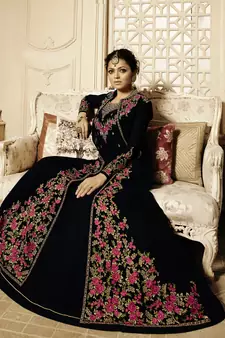 Black embroidered faux georgette salwar