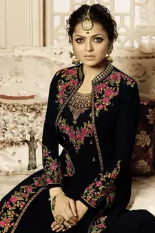 Black embroidered faux georgette salwar