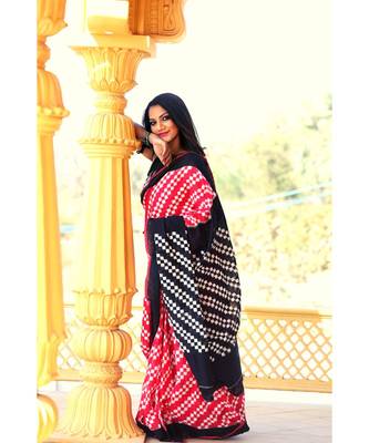 Double Ikkat on Cotton  striking combination of Pink & Black 1