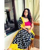 Double Ikkat on Cotton  striking combination of golden yellow & black