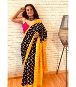 Double Ikkat on Cotton  striking combination of golden yellow & black