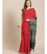 Ajrakh Bandhini handcrafted on chanderi silk saree  with running blouse
