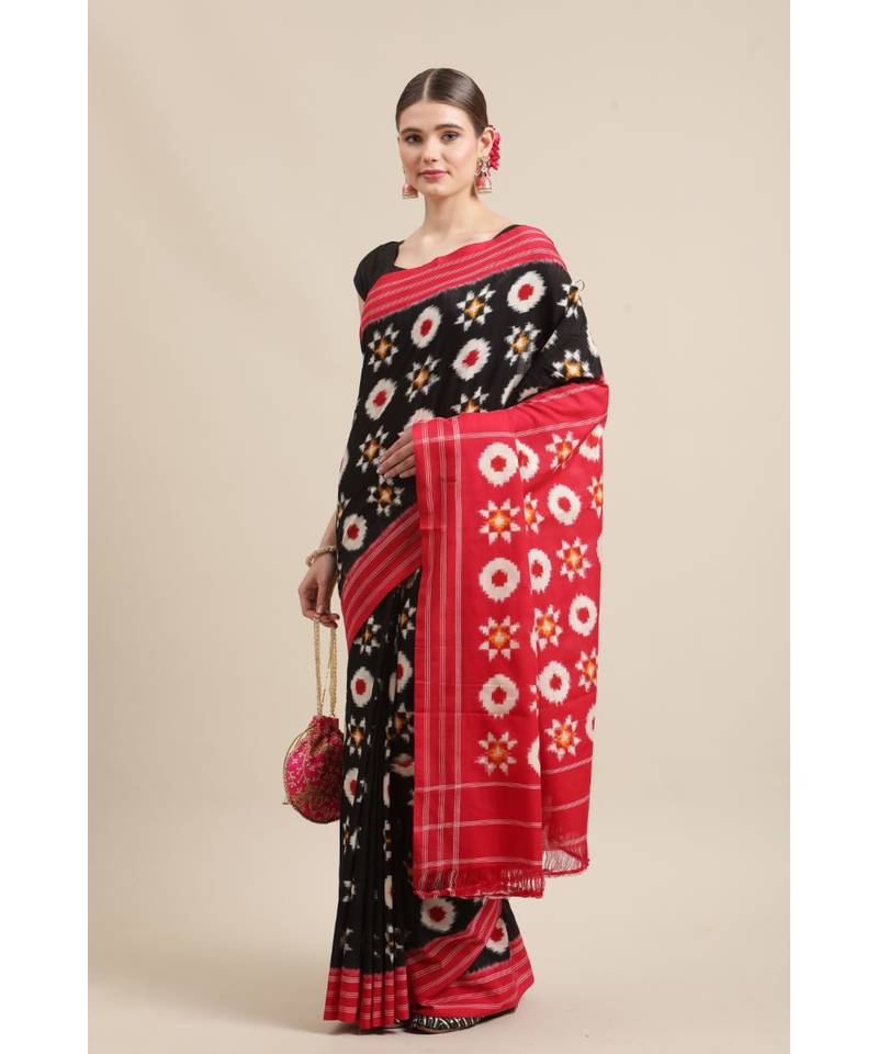 Double Ikkat on Cotton  striking combination of red & Black