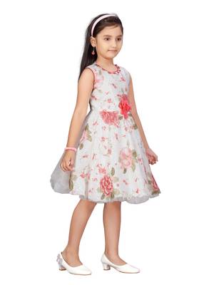 Red printed net kids-frocks 2