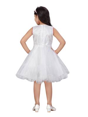 Red printed net kids-frocks 4