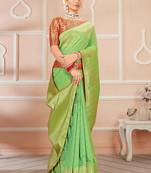light green woven banarasi saree with blouse