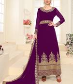 Purple embroidered faux georgette salwar